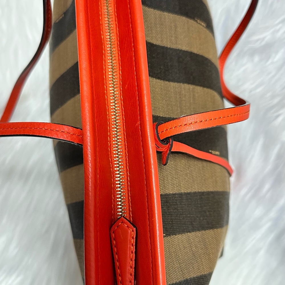 Fendi Women's Striped Tote Bag - orange and Brown - Picture 5 of 16
